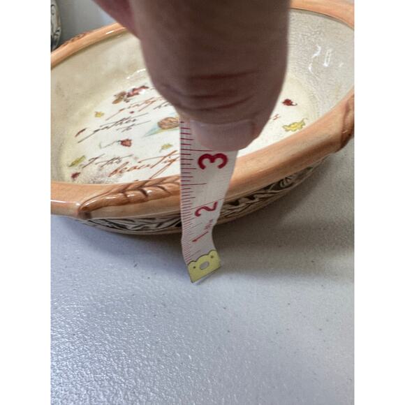 THANKSGIVING Autumn Settings Pie Plate by RUSS Berrie Co hand-painted Deep Dish - Picture 3 of 8